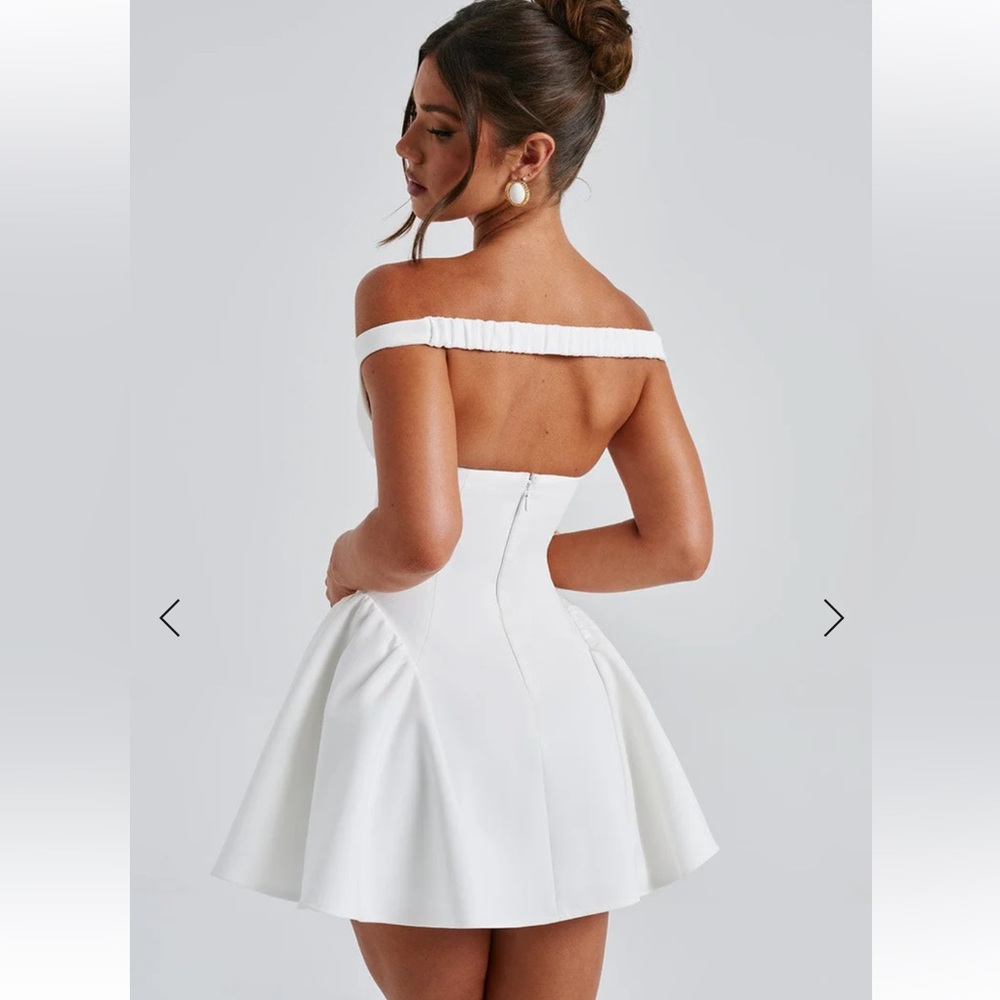 BABYBOO MARLA MINI DRESS - IVORY Elegant Off-Shoulder White Dress S - Picture 7 of 10